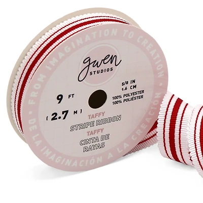 Gwen Studios 5/8" x 3yd. White & Red Stripe Grosgrain Ribbon