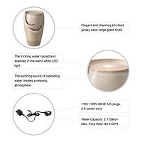 Glitzhome® 21" Sand Beige LED Ceramic Fountain