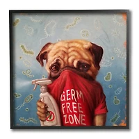 Stupell Industries Pug Portrait Germ Free Zone Cleaning Dog, 12" x 12"