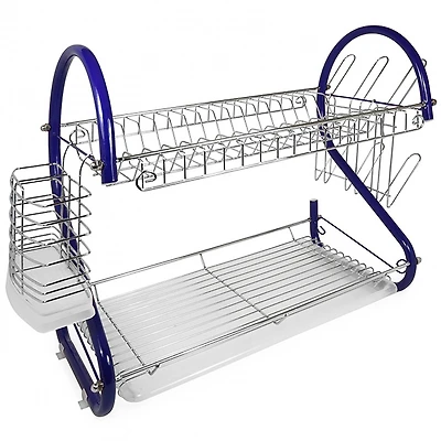 Better Chef Blue 2-Tier 16" Chrome Plated Dish Rack