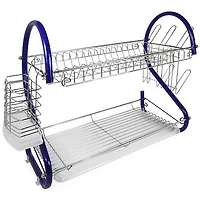 Better Chef Blue 2-Tier 16" Chrome Plated Dish Rack