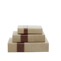 Beige & Brown Traditional Rectangular Wooden Book Set
