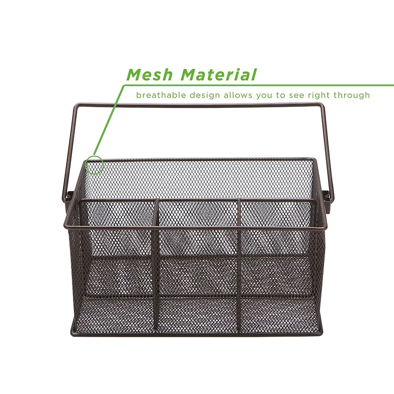 Mind Reader Metal Mesh Storage Basket with Handle