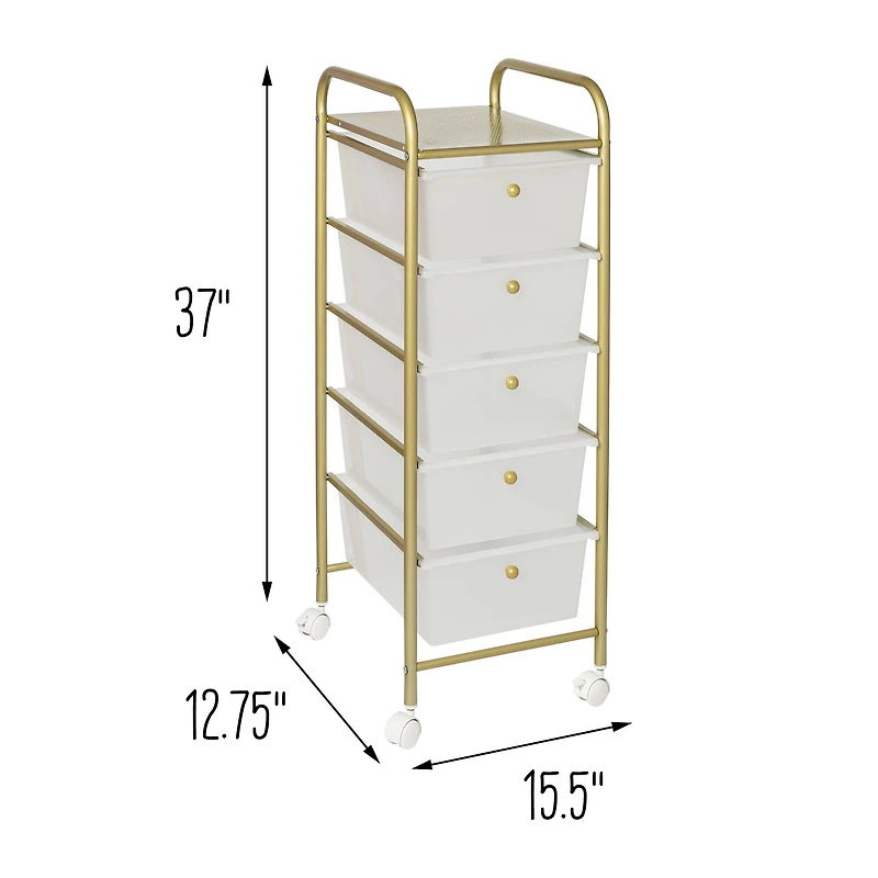 Honey Can Do Gold 5-Drawer Rolling Storage Cart