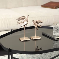 Gold Metal Bird Metallic Sculpture Set