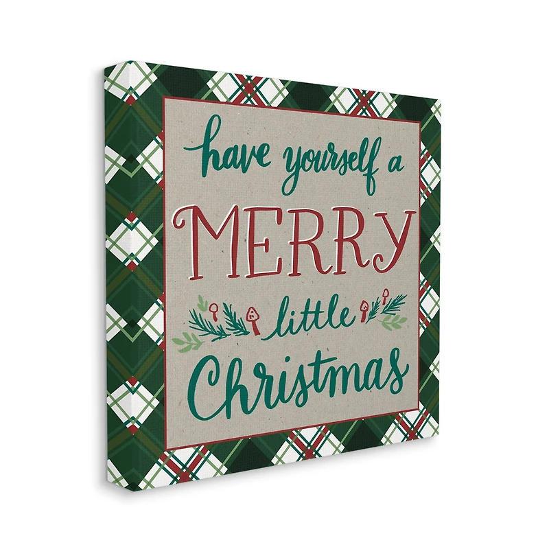 Stupell Industries Merry Little Christmas Plaid Holiday Canvas Wall Art