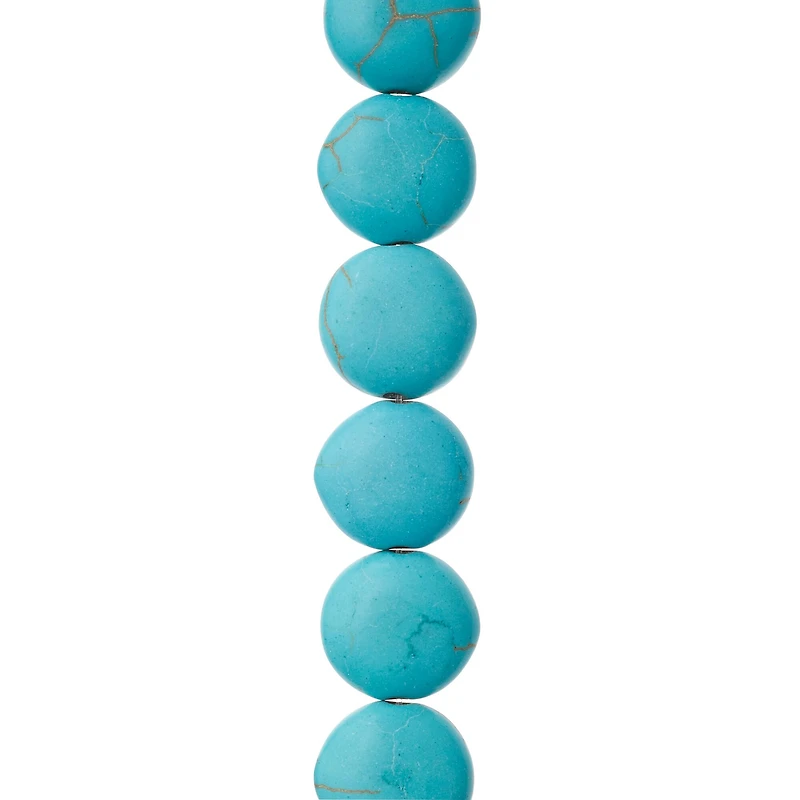12 Pack:  Turquoise Dyed Howlite Lentil Beads, 12mm by Bead Landing™