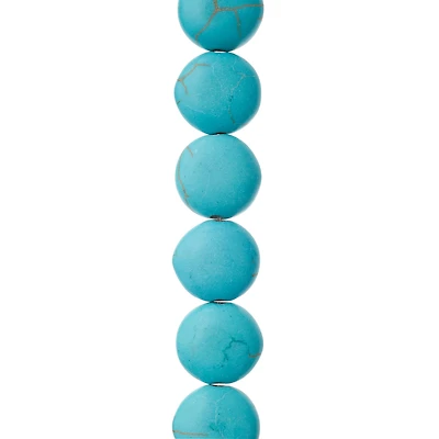 12 Pack:  Turquoise Dyed Howlite Lentil Beads, 12mm by Bead Landing™