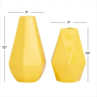 CosmoLiving by Cosmopolitan Yellow Iron Contemporary Vase, 12" x 10"
