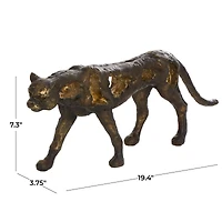 19" Bronze Leopard Distressed Textured Sculpture