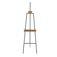 56.25" Black Metal Painter's Inspired 3-Tier Display Easel with Gold Accents