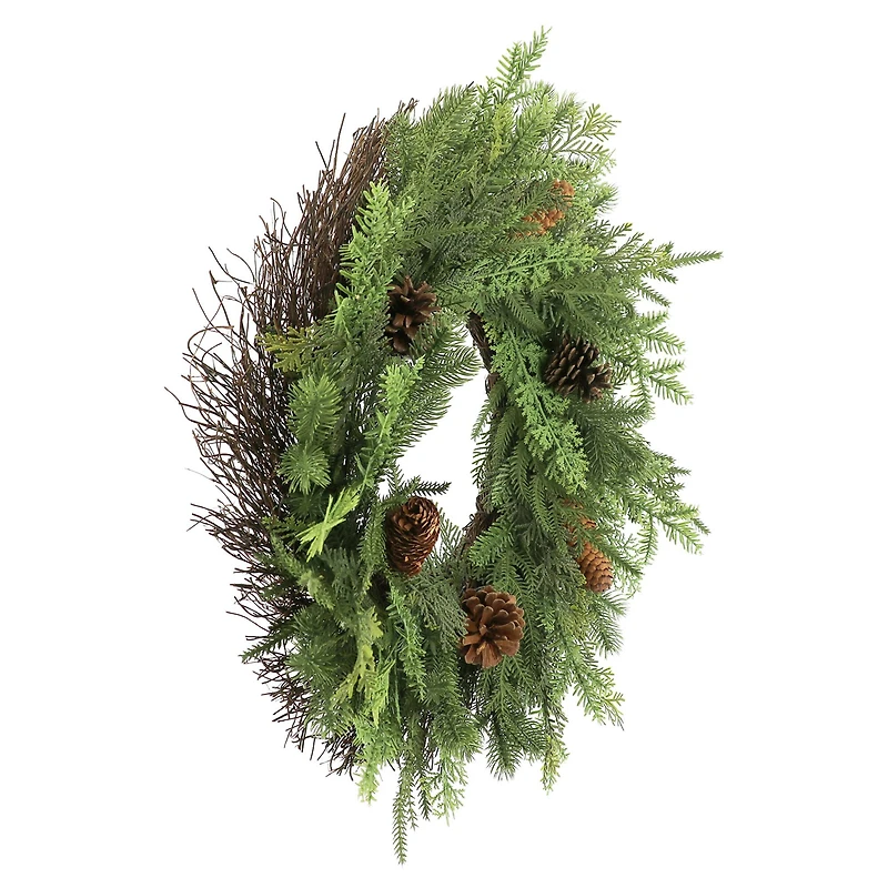 24" Pre-Lit Cypress & Pinecone Wreath by Ashland®