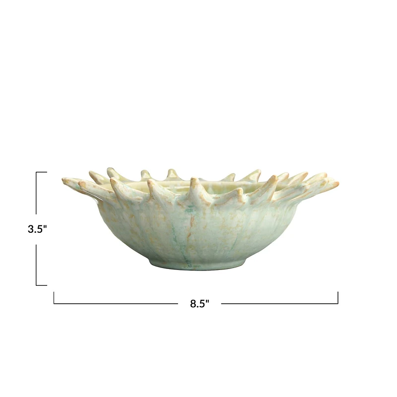 Hello Honey® 8.5" Assorted Celadon Stoneware Sunburst Shaped Serving Bowl with Opal Reactive Glaze