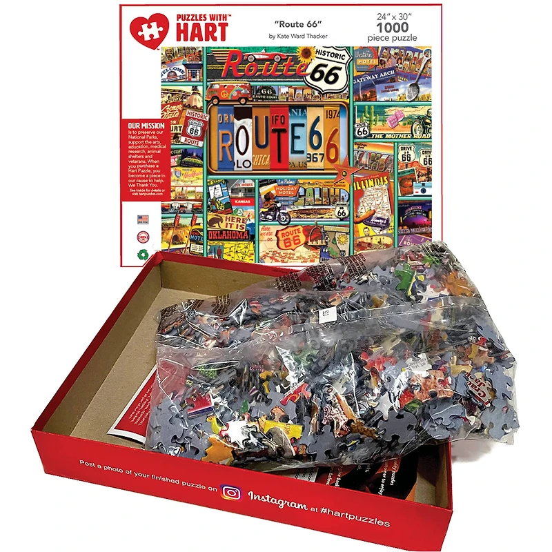 Hart Puzzles Route 66 by Kate Ward Thacker 1,000 Piece Jigsaw Puzzle