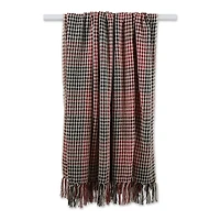 Red & Black Houndstooth Plaid Throw