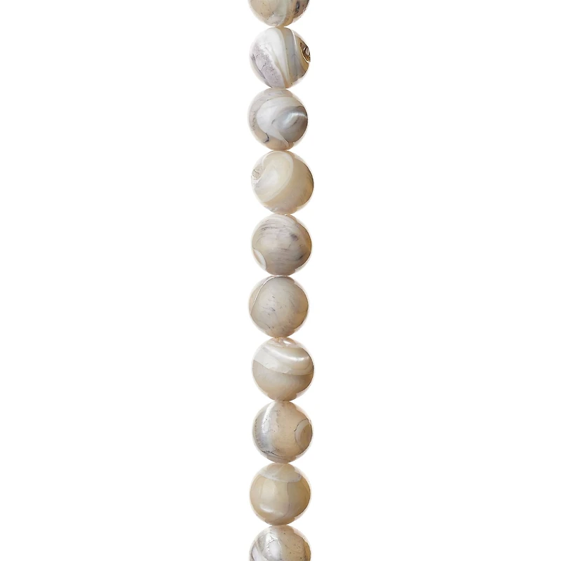 7mm Light Gray Mother of Pearl Round Beads by Bead Landing™