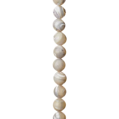 7mm Light Gray Mother of Pearl Round Beads by Bead Landing™