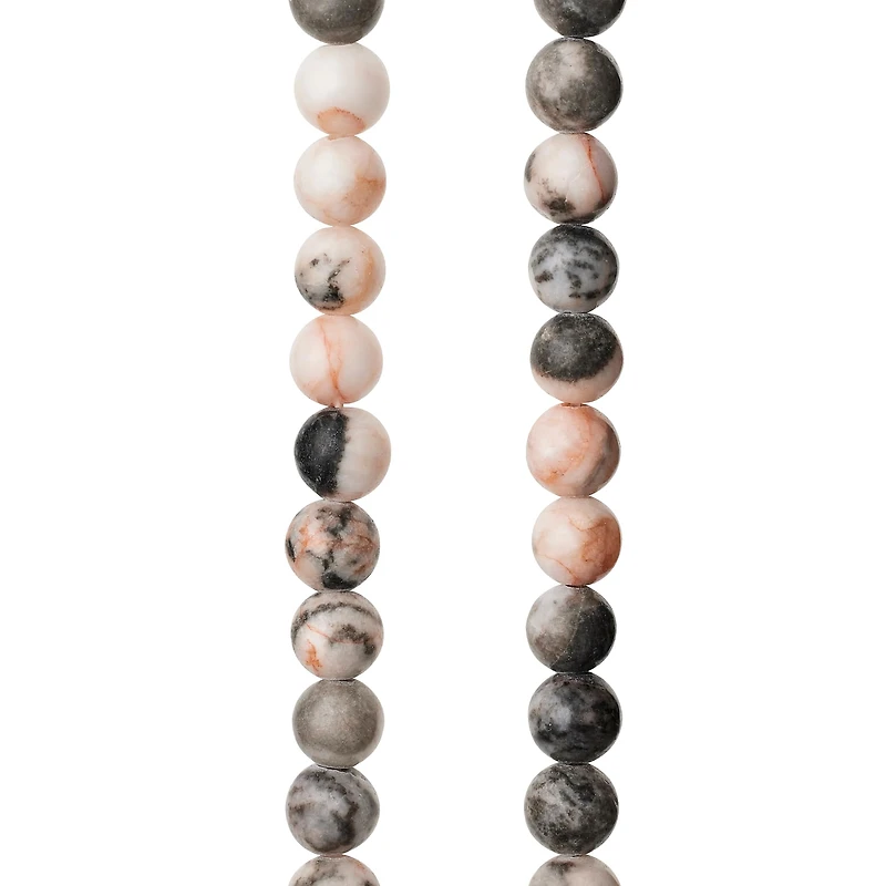 12 Pack: Pink & Gray Mix Agate Round Beads, 6mm by Bead Landing™