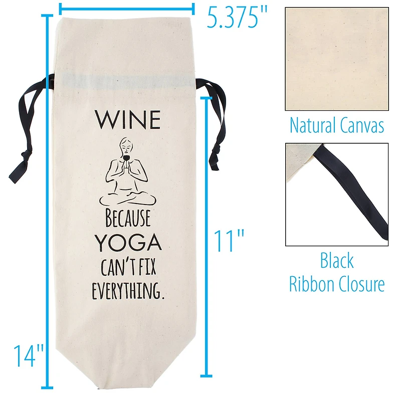 Personality Case™ Yoga Can't Fix Everything Canvas Wine Bag