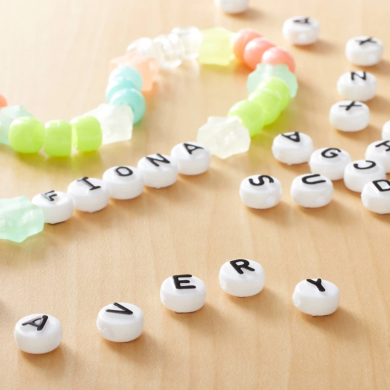 White Circle Alphabet Beads by Creatology™, 10mm