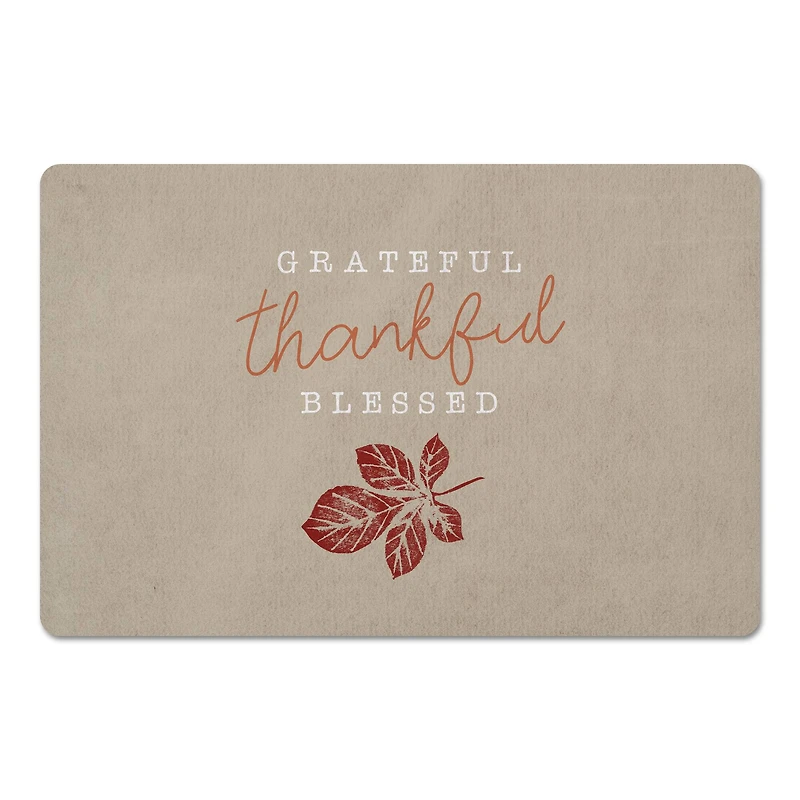 Grateful Thankful Blessed Leaf Floor Mat