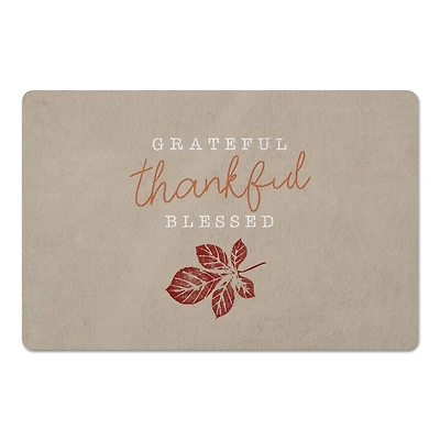 Grateful Thankful Blessed Leaf Floor Mat