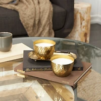 Mediterranean Fig Scented Candles in Gold Hammered Bowls Set
