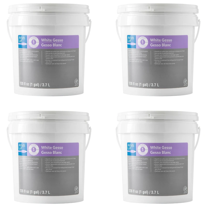 4 Pack: White Acrylic Gesso by Artist's Loft®, 1gal.