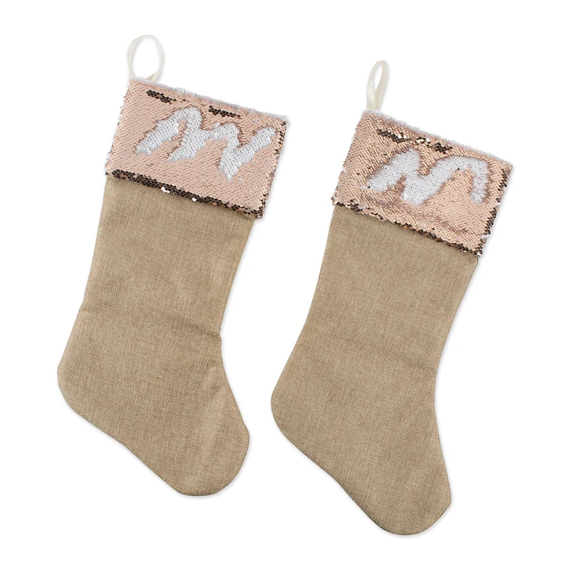 DII® Champagne Sequin Linen Holiday Stocking Set