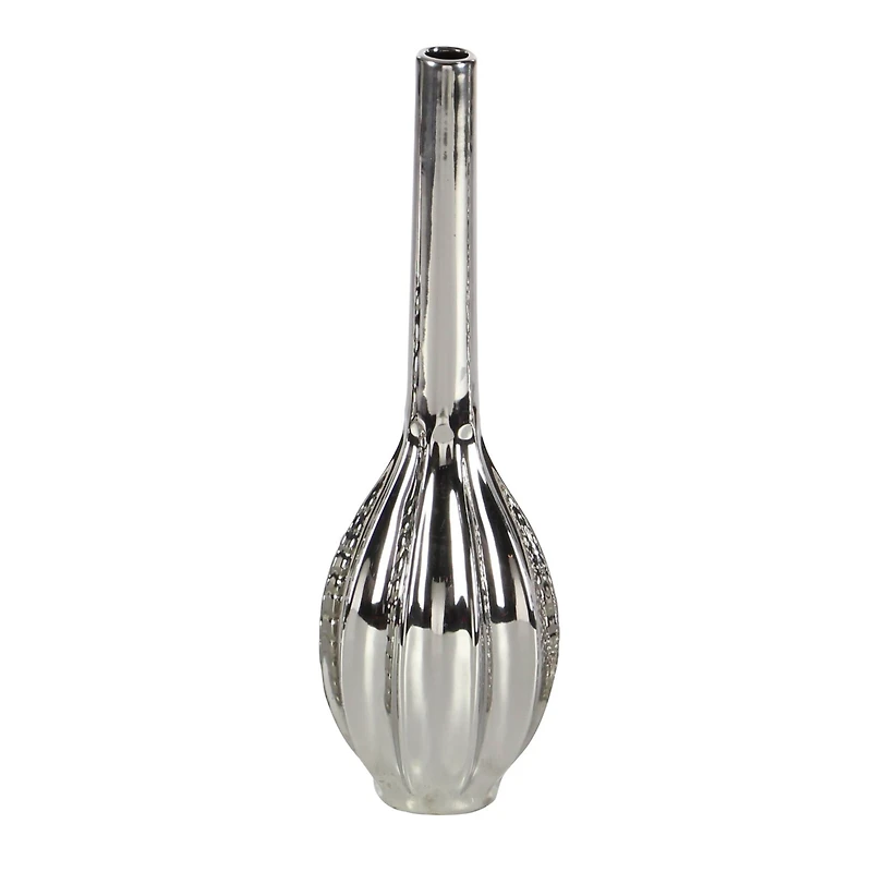 13" Silver Ceramic Glam Vase Set
