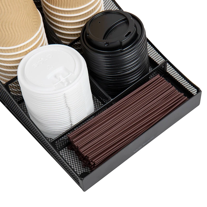 Mind Reader Network Collection 7-Compartment Black Cup and Condiment Organizer, 2ct.