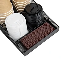 Mind Reader Network Collection 7-Compartment Black Cup and Condiment Organizer, 2ct.