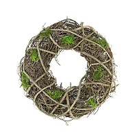 14" Spring Green Moss and Twig Wreath