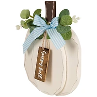 9" Beige Happy Fall Wooden Pumpkin Fall Harvest Decoration