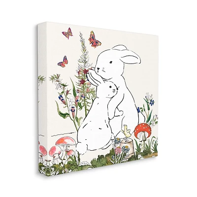 Stupell Industries Rabbit Hugs in Spring Meadow Wall Art