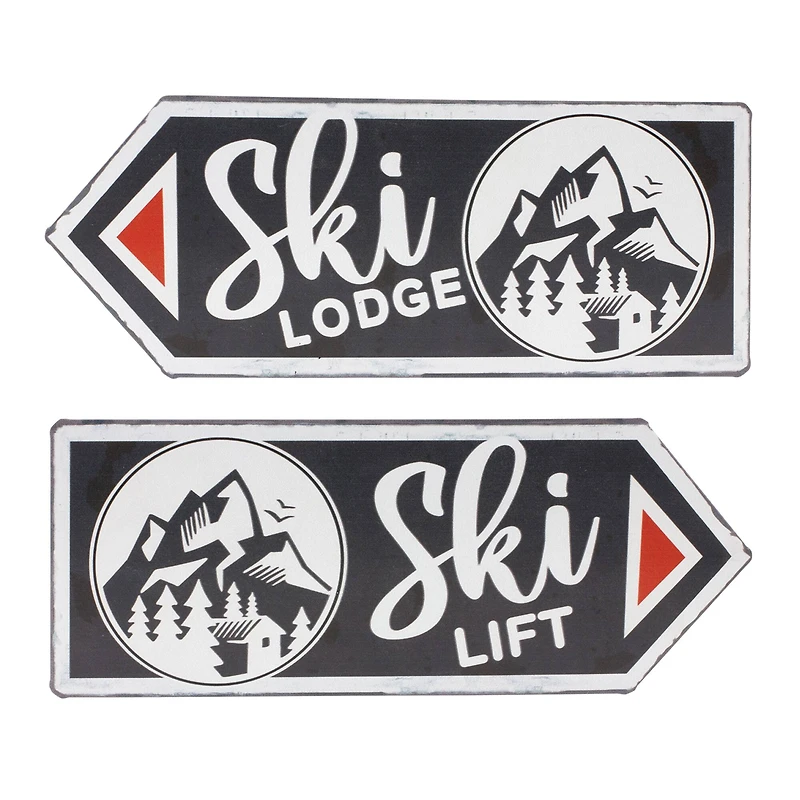 Black Ski Lift & Ski Lodge Décor Set