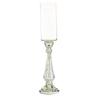 21" Silver Glass Traditional Candle Holder