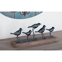 18" Gray Metal Farmhouse Birds Sculpture