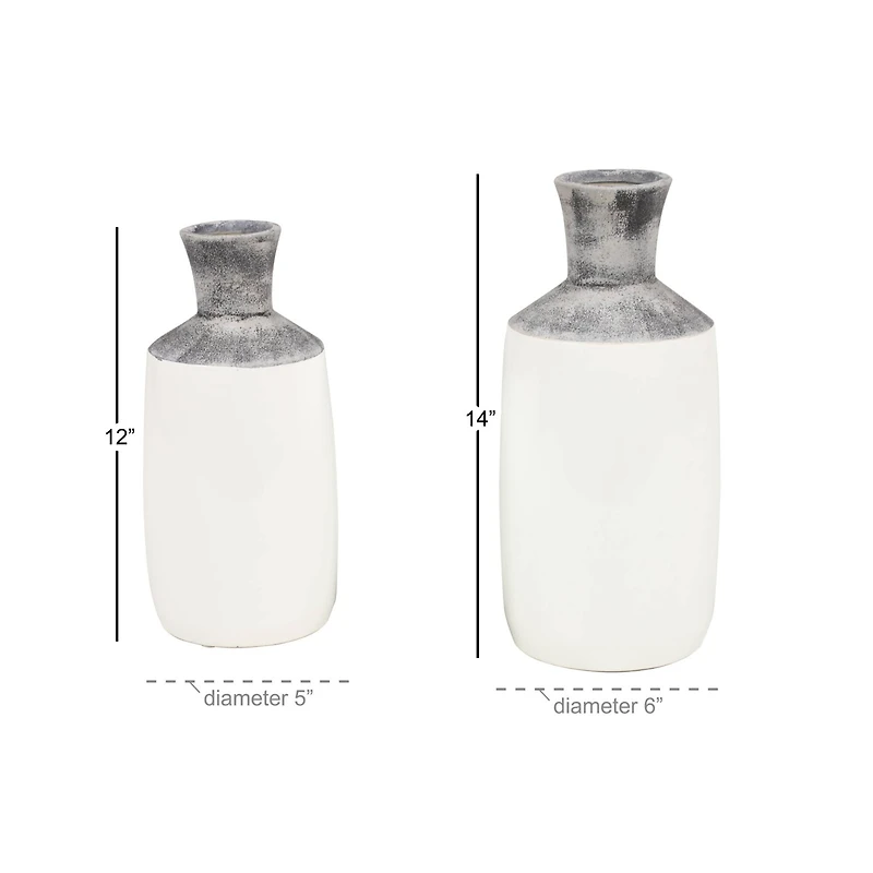 The Novogratz White Stoneware Coastal Style Vase Set