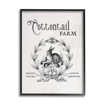Stupell Industries Cottontail Farm Vintage Advertisement Rabbit Family Country Illustration Framed Wall Art