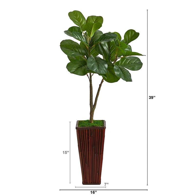 3ft. Fiddle Leaf Fig Tree in Bamboo Planter