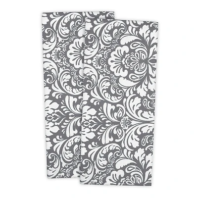 DII® Gray Damask Dishtowel, 2ct.