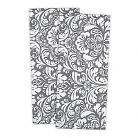 DII® Gray Damask Dishtowel, 2ct.