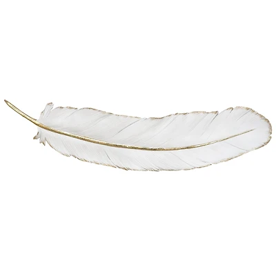 CosmoLiving by Cosmopolitan White Polystone Feather Wall Décor