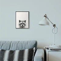 Stupell Industries Raccoon Portrait Grey Drawing Design Framed Wall Art