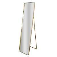 Gold Steel Freestanding Full Length Floor Mirror with Easel, 16" x 63"