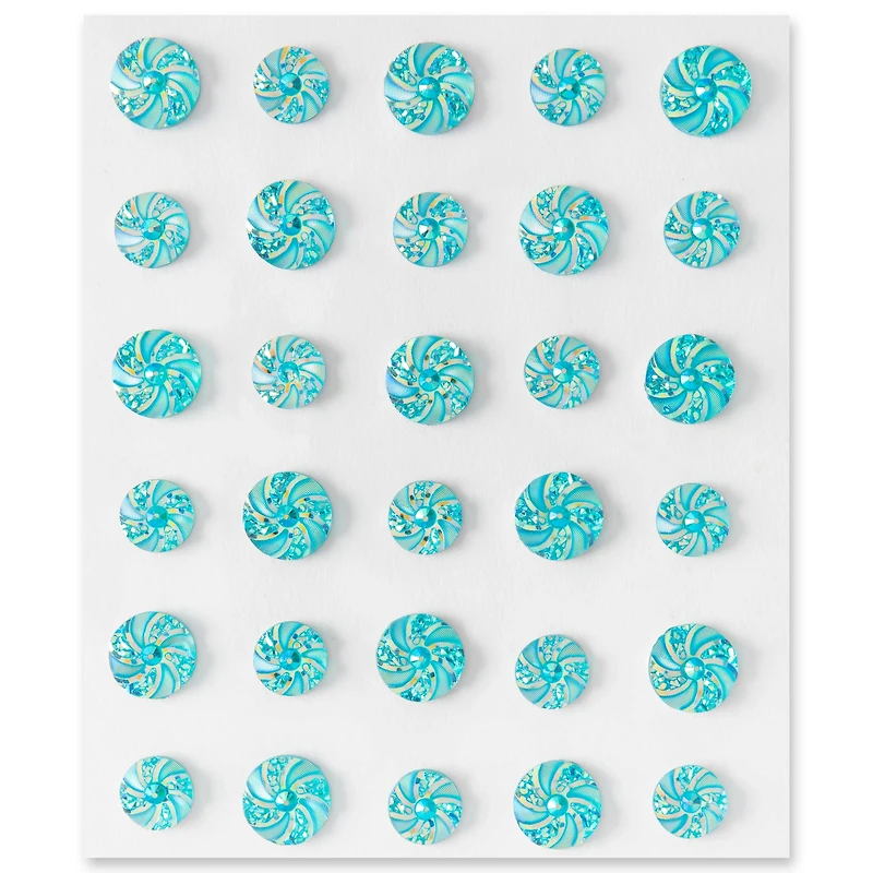 12 Packs: 30 ct. (360 total) Aqua Iridescent Pinwheel Bling Stickers by Recollections™