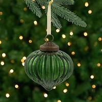 3" Green Crackle Glass Onion Christmas Ornament