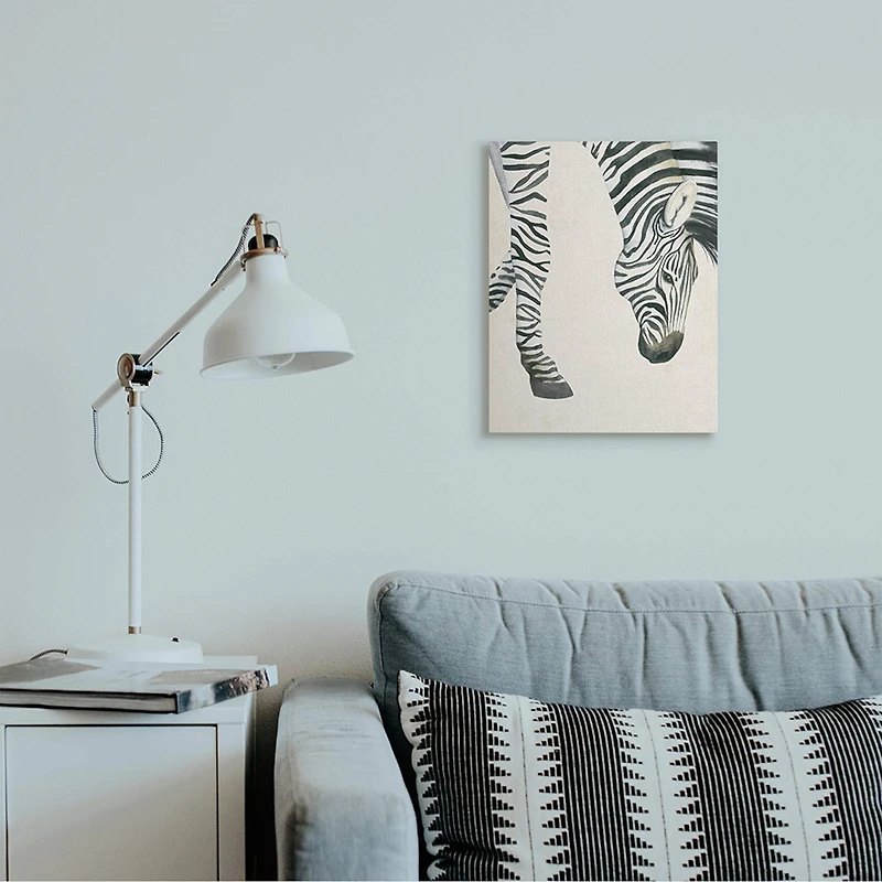 Stupell Industries Zebra Grazing Striped Safari Animal Hoof Detail Canvas Wall Art