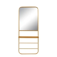 Hello Honey® 40" Gold Metal Wall Mirror with Shelf